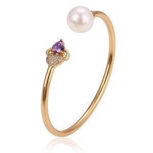 Beautiful Heart Amethyst 18KGP Bangle